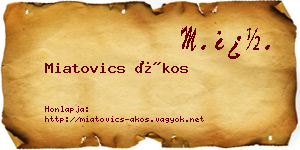 Miatovics Ákos névjegykártya